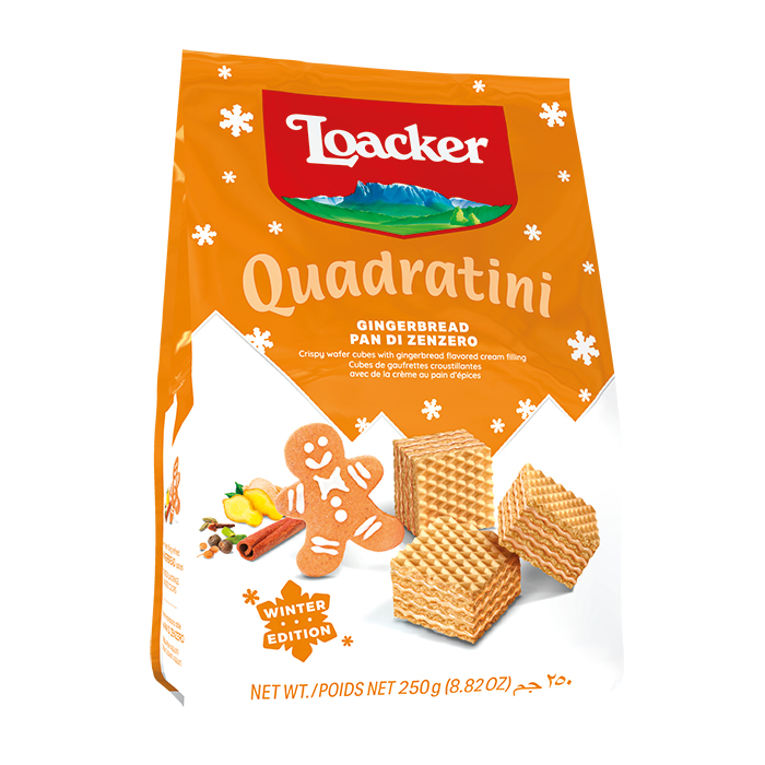 Loacker Quadratini Gingerbread cream filled Wafers 250g