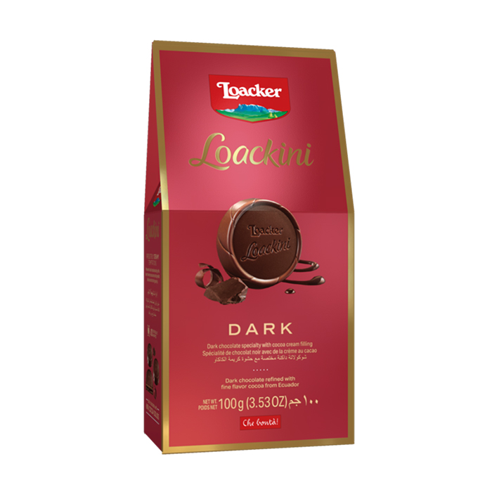Loacker Loackini Dark chocolate cream filled wafers 100g box