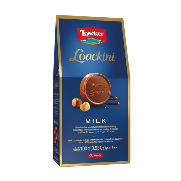 Loacker Loackini Milk chocolate cream filled wafers 100g boxLoacker Loackini Dark chocolate cream filled wafers 100g box